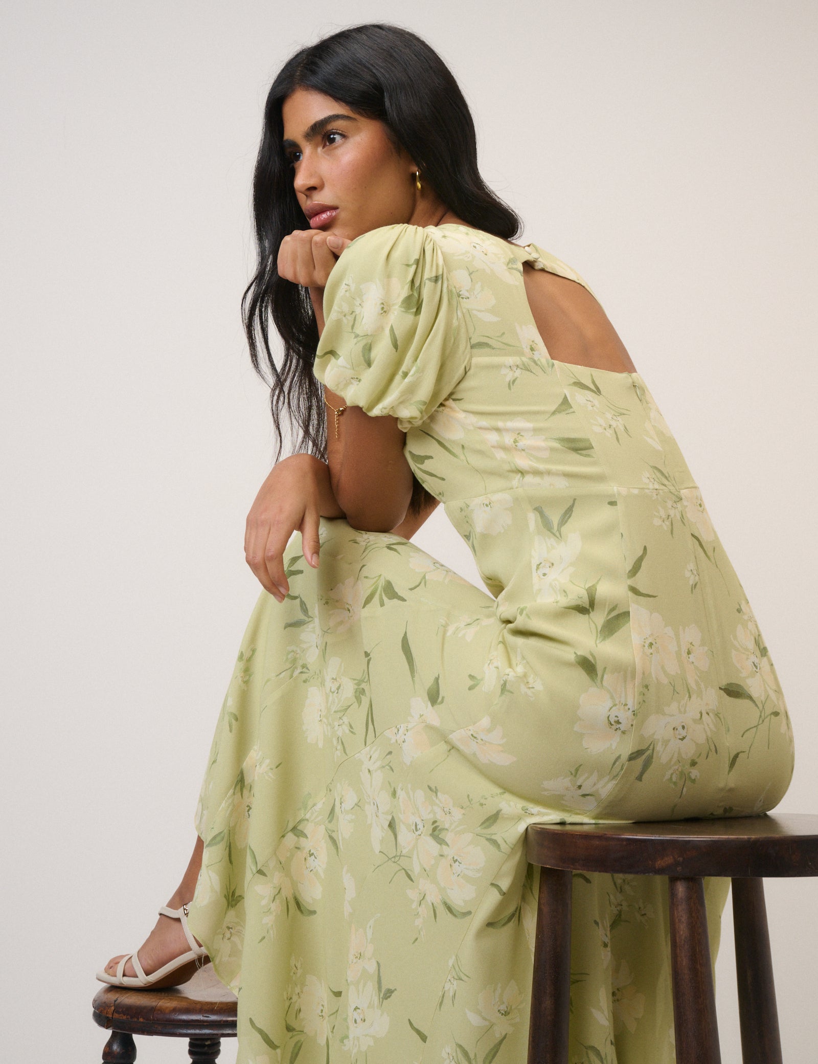 green floral wedding guest dress Wedtrend Women Dusty Ruffled Spaghetti Straps A Line Tiered Ruched High-Low Party Dress, Dusty Green / US12 and pockets Green Wedding Guest Dresses |